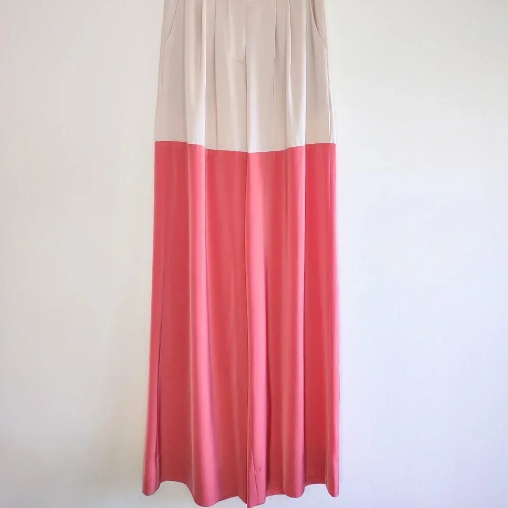 NEW Kimberly Goldson Wide-Leg Satin Trousers Colorblock Size 4 Quiet Luxury - Picture 5 of 14